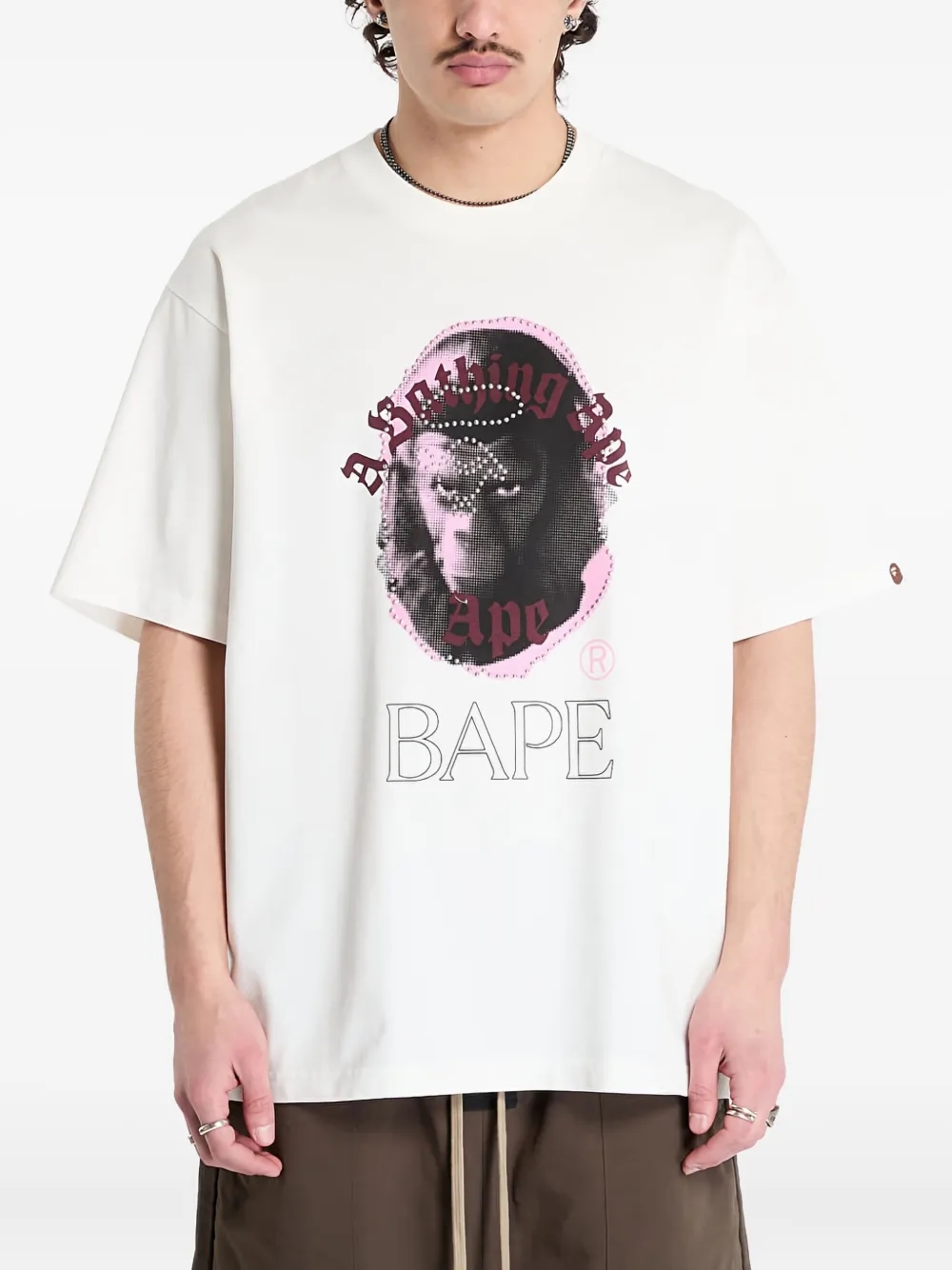 A BATHING APE® rhinestone-embellished ape head-print T-shirt